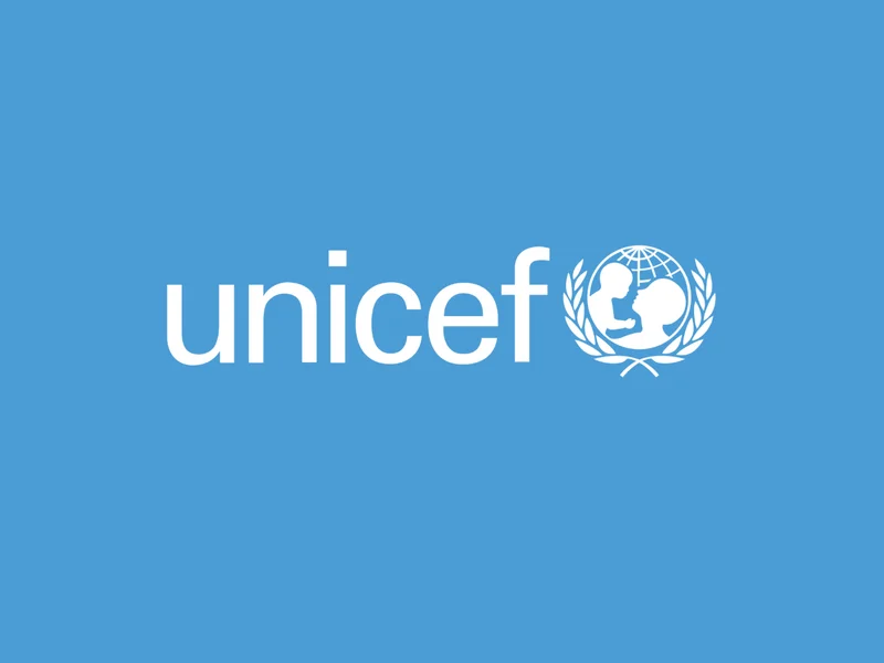 Logo de Unicef sobre azul